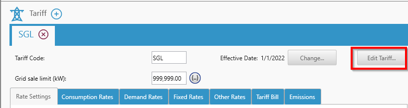 Edit tariff