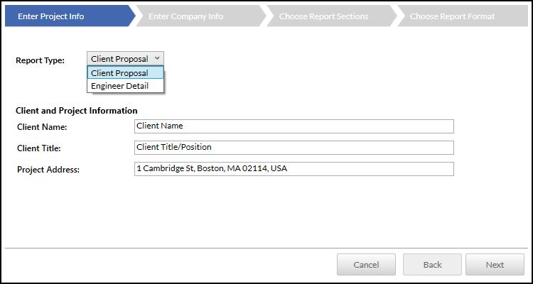 Report drop-down