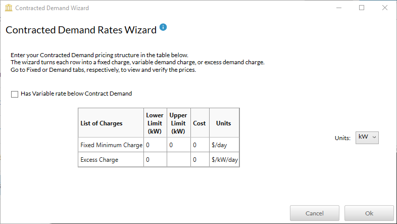 contracted demand rates wizard