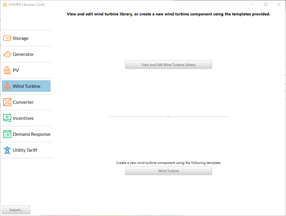 Wind turbine library tab