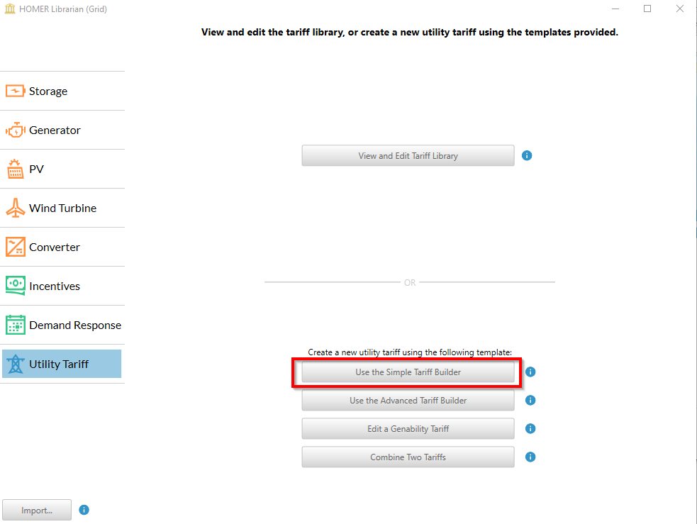 Use a simple tariff builder