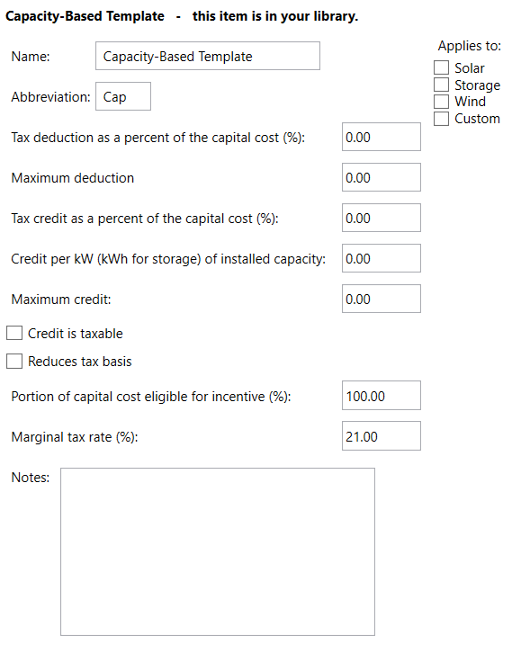 capacity based incentive